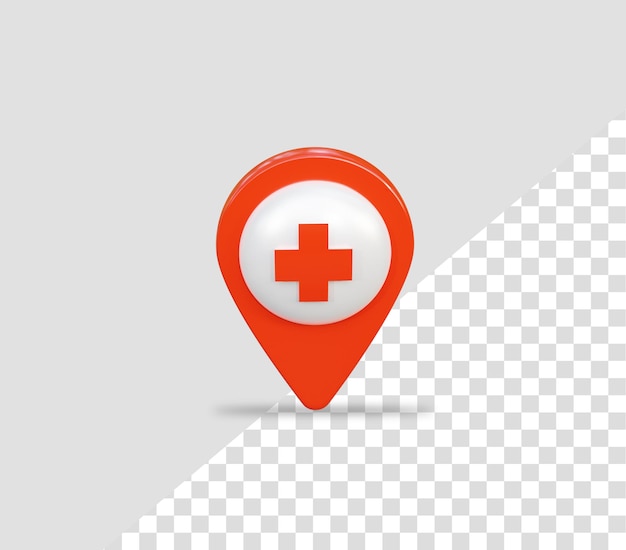 3d hospital location icon map pin and gps