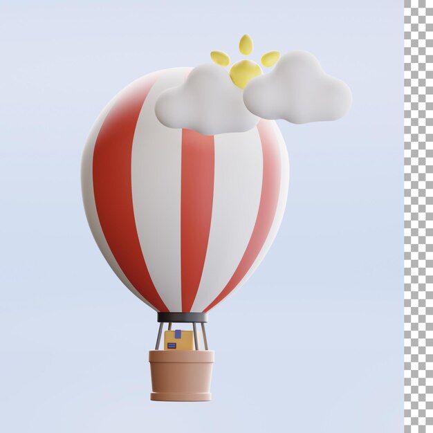 PSD 3d hot air balloon delivery icon