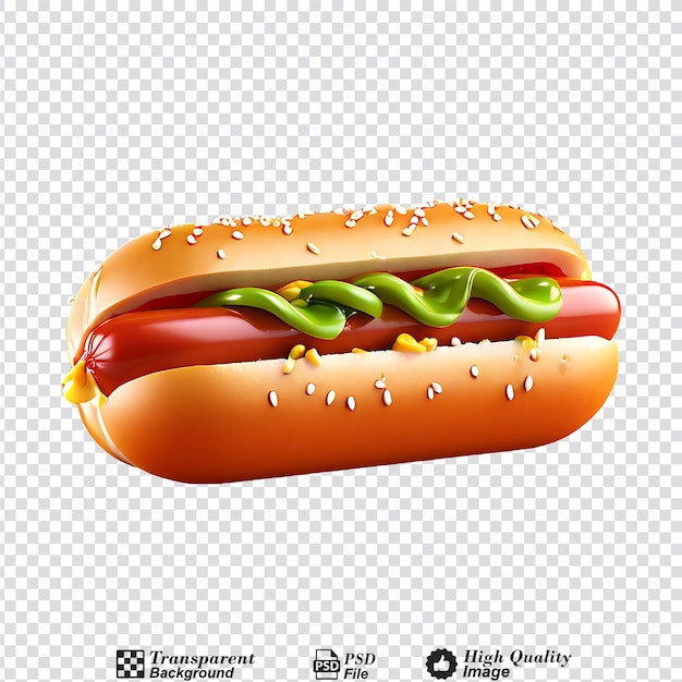 3d hot dog icon isolated on transparent background