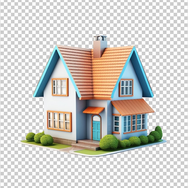 3D House clipart on white background