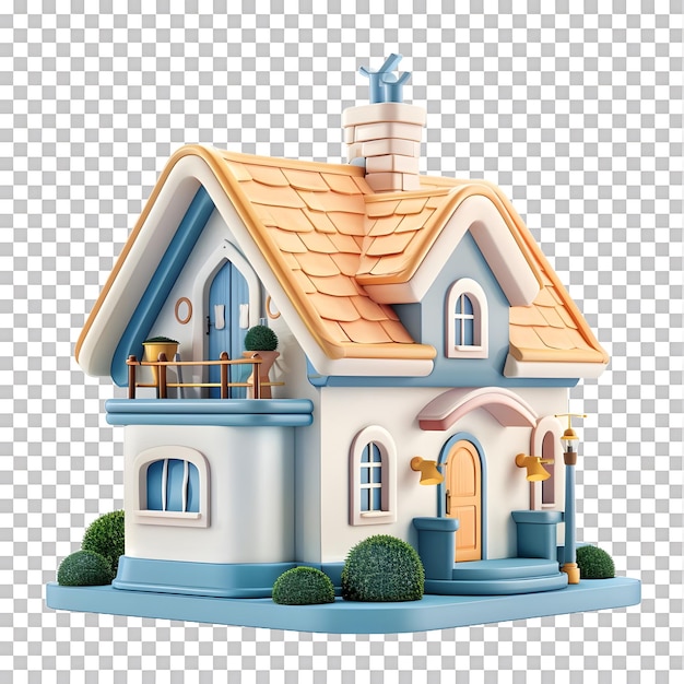 3D house icon on white background