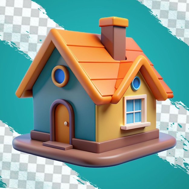 3d house illustration isolated on transparent background