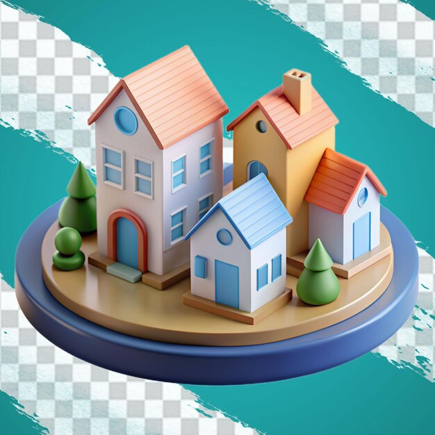 3d house illustration isolated on transparent background