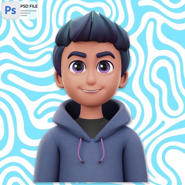 3D Human Avatar Or Profile Render Icon Isolated PNG Illustration PSD Template