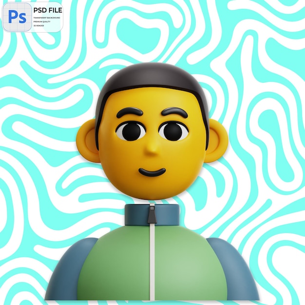 3D Human Avatar Profile Render Icon Isolated PNG Illustration PSD Template