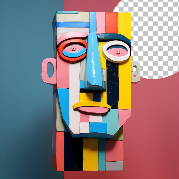 PSD 3d human face man portrait in cubism picasso style