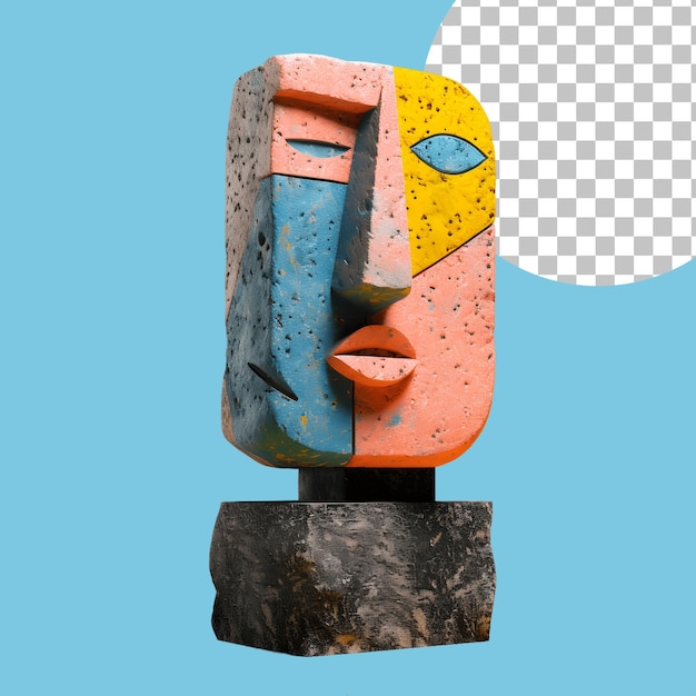 3d human face man portrait in cubism picasso style