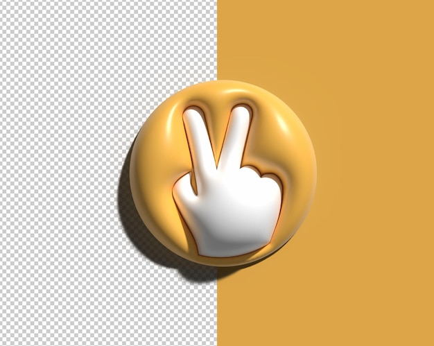 3D Human Hand Gesture Symbol Design Transparent Psd File