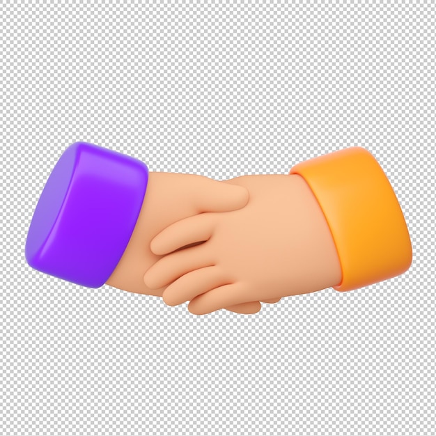 3d Human Handshake. Business success, teamwork, agreement, friendship and ovation concept.