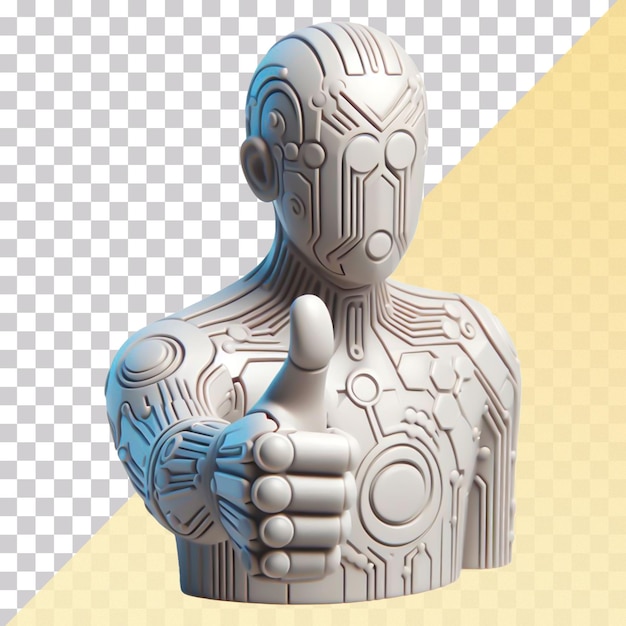 PSD 3d human icon make a thumb up signal isolated on a transpraent background