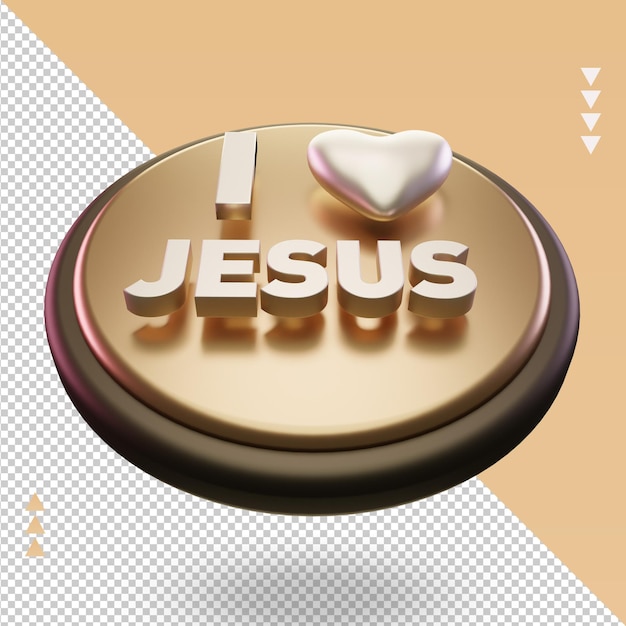 3d I love Jesus easter icon rendering Top view