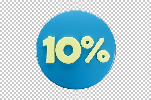 3d icon of 10 percents discount on a round PSD template