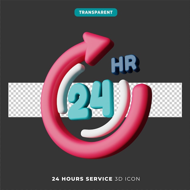 3d icon of 24 hours service