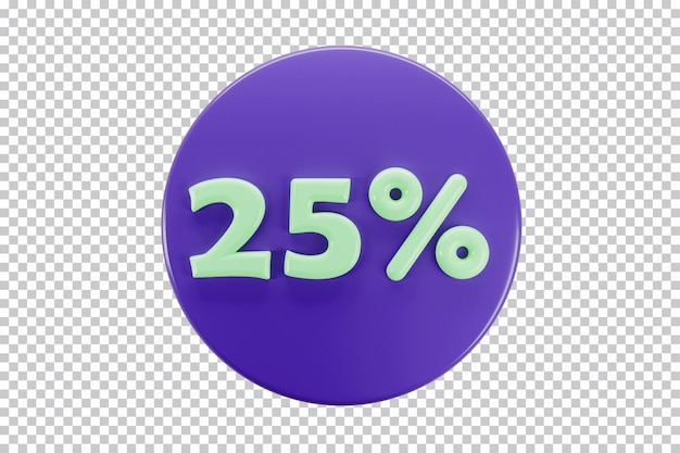 3d icon of 25 percents discount ona round PSD template