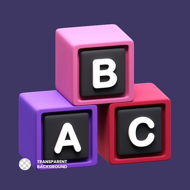 PSD 3d icon alphabet cubes