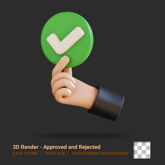 3d icon approved illustration with transparent background