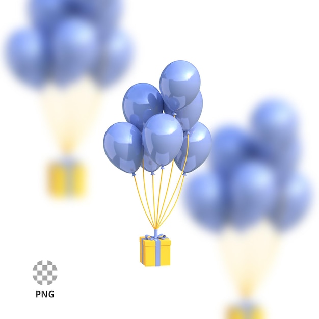 3d icon balloons with gift box