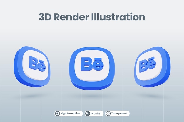 3d icon behance social media logo isolated render