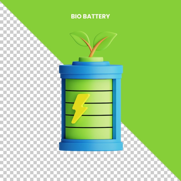 3d Icon Bio Battery Isolated on the Transparent Background