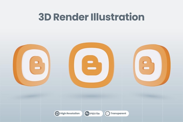 3d icon blogger social media logo isolated render