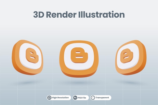 3d icon blogger social media logo isolated render