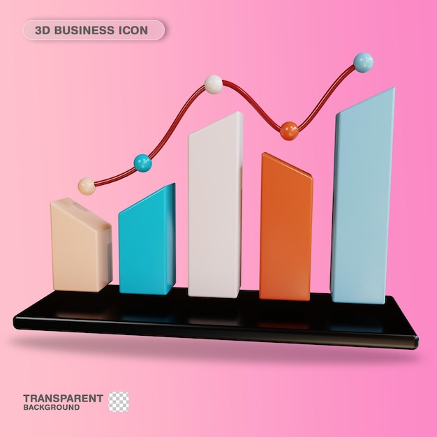 3D Icon Business Candlestick Chart Analytic for Website Landing Page Banner Marketing Source