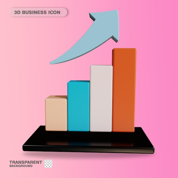 3D Icon Business Growth Candlestick Chart for Website Landing Page Banner Marketing Source