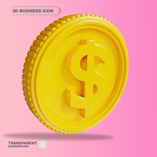 3D Icon Business Money Golden Coin for Website Landing Page Banner Marketing Source