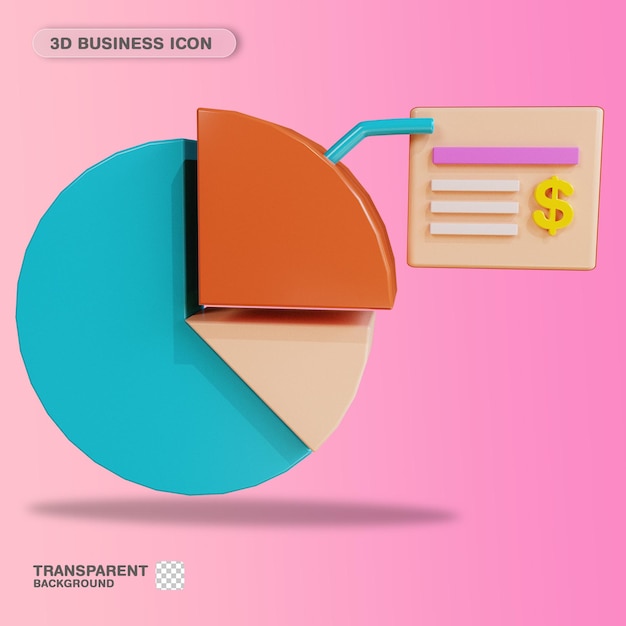 3D Icon Business Pie Chart Infographic for Website Landing Page Banner Marketing Source