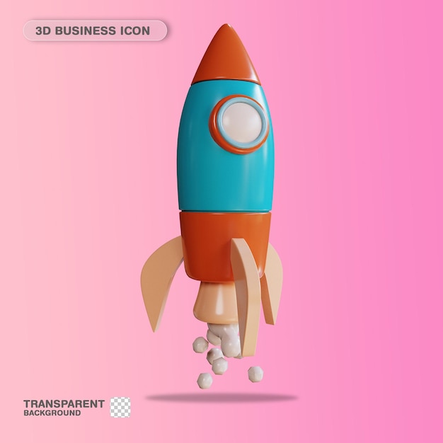 3D Icon Business Rocket Launching Startup for Website Landing Page Banner Marketing Source