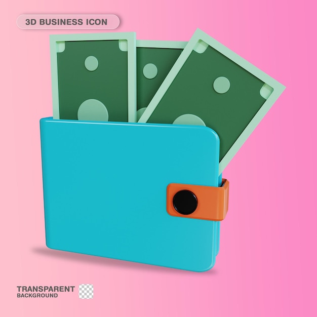 3D Icon Business Wallet and Dollar Money for Website Landing Page Banner Marketing Source