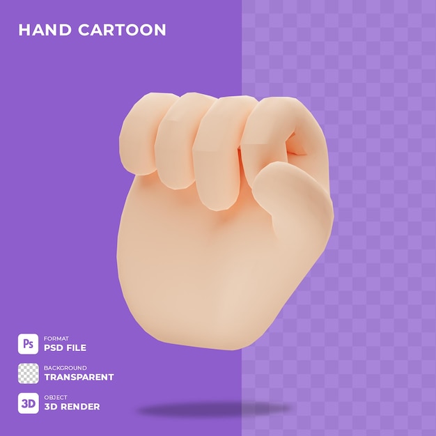 3D ICON CARTOON HAND GESTURE SHOWING FINGER POSE WITH TRANSPARENT BACKGROUND