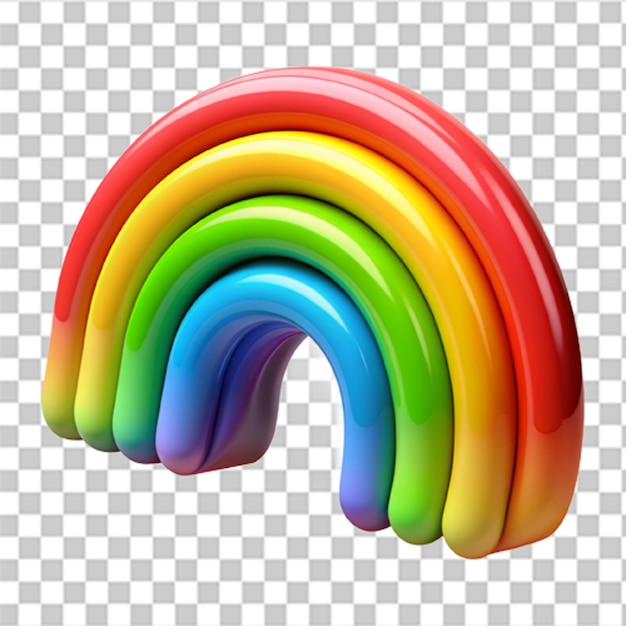 PSD 3d icon of a colorful abstract rainbow with glossy textures and vibrant colors