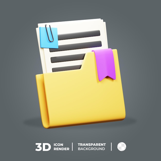 3d Icon Document bookmark