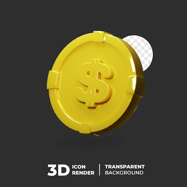 3D Icon Dollar Golden Coin