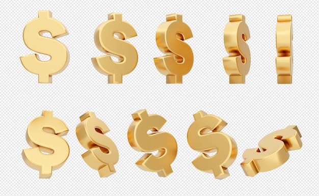 3D icon dollar sign symbol set