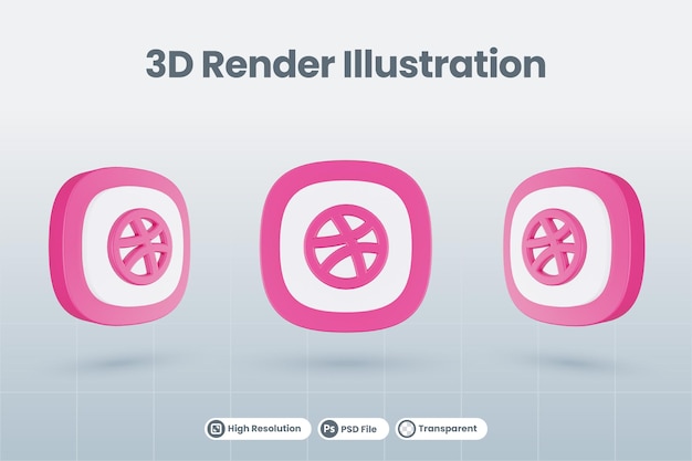 3d icon dribbble social media logo isolated render