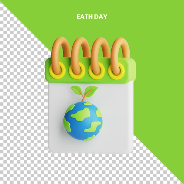 3d Icon Earth Day Isolated on the Transparent Background