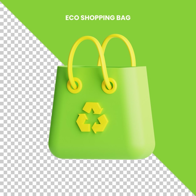 3d Icon Eco Shopping Isolated on the Transparent Background