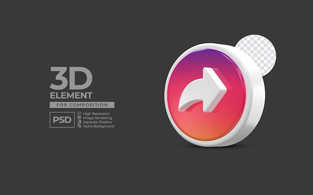 3d icon element social media for composition premium psd