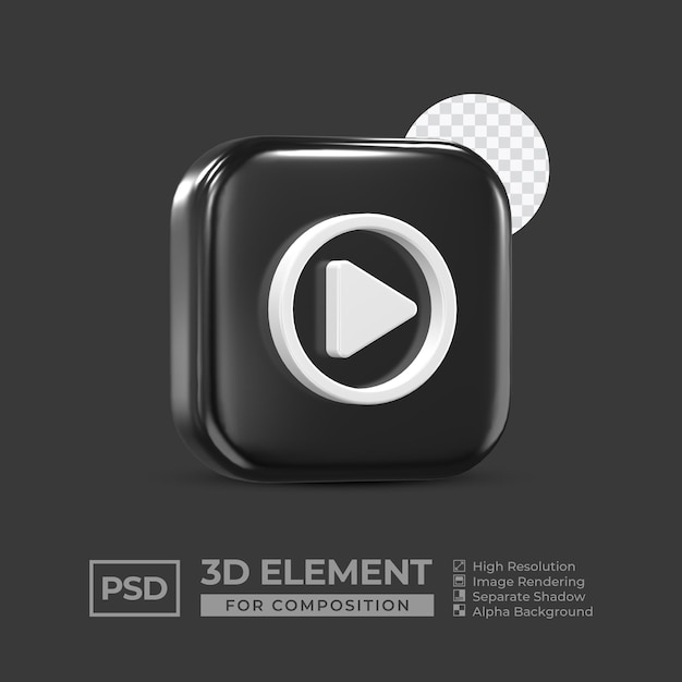 3d icon element social media for composition premium psd