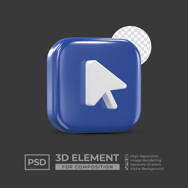 3d icon element social media for composition premium psd