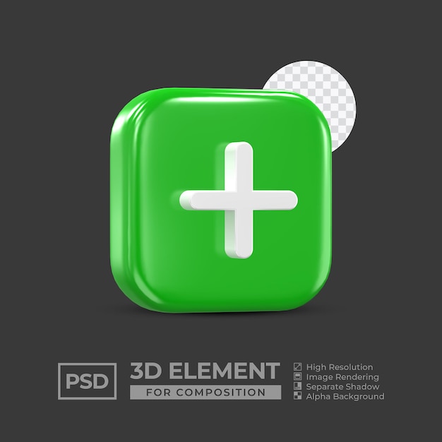 3d icon element social media for composition premium psd