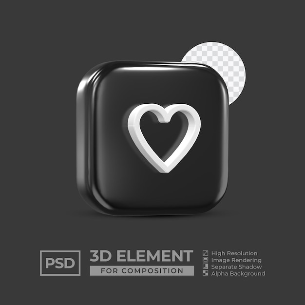 3d icon element social media for composition premium psd