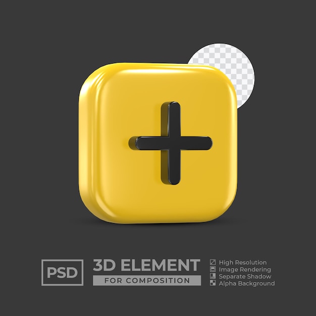 3d icon element social media for composition premium psd