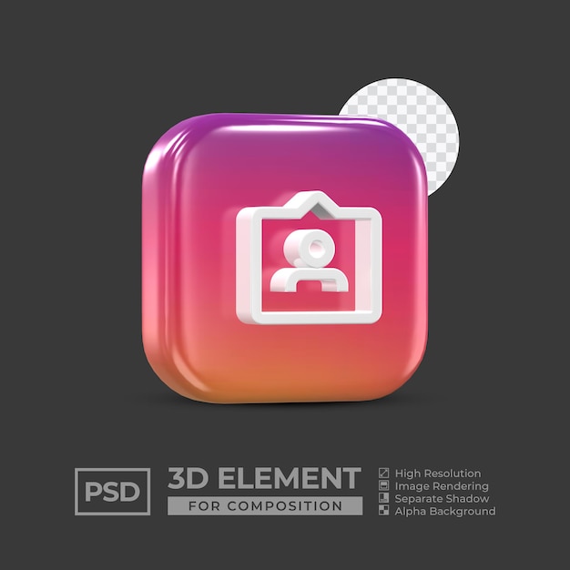 3d icon element social media for composition premium psd