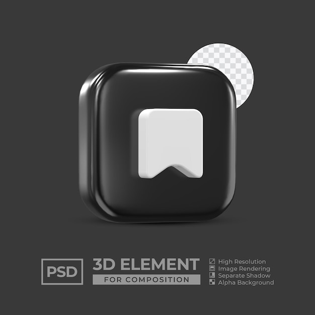 3d icon element social media for composition premium psd