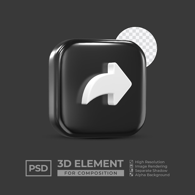 3d icon element social media for composition premium psd