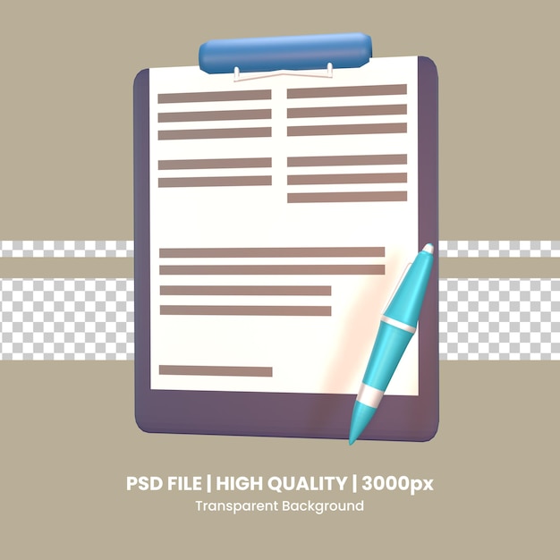 3D icon employment contract rendered isolated on the transparent background