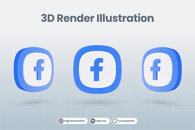 3d icon facebook social media logo isolated render